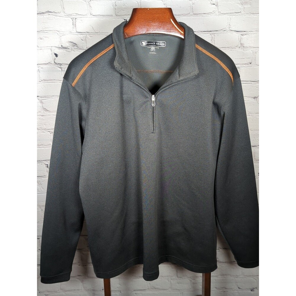 Pebble Beach Performance Mens Pullover Jacket Long Sleeve 1/4 Zip Black Large L